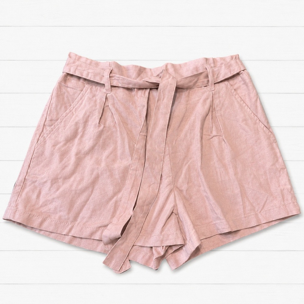 Simply Blessed Mauve Pink High Waisted Tie Front Paperbag Shorts Boho Pastel S